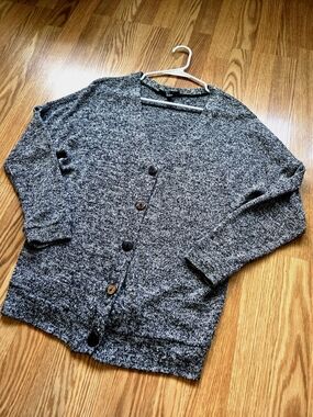 Women's Marled Gray Button-Front Cardigan